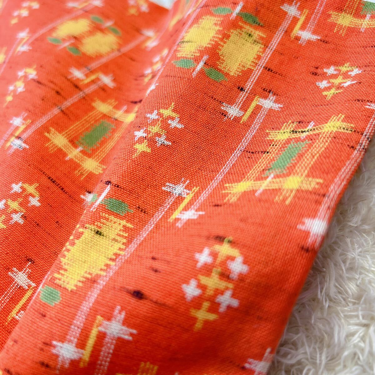 [ Rene -toru] child kimono ensemble . orange color girl Vintage Showa Retro floral print * including in a package possible *3081