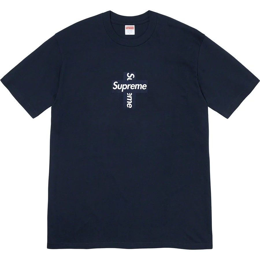 Supreme 2020fw Cross Box Logo Tee Navy Medium シュプリーム クロス ボックス ロゴ Tシャツ ネイビー 紺 Mサイズ 国内正規品_画像6