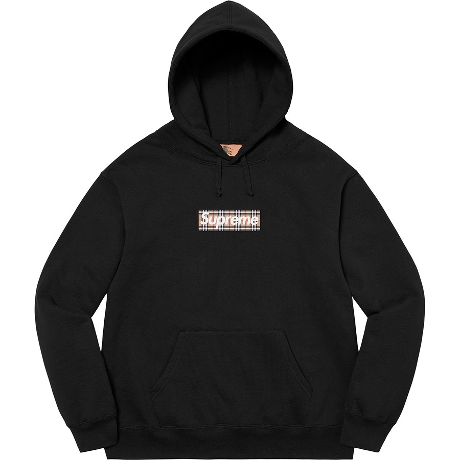 Supreme 2022ss Burberry Box Logo Hooded Sweatshirt Black Medium