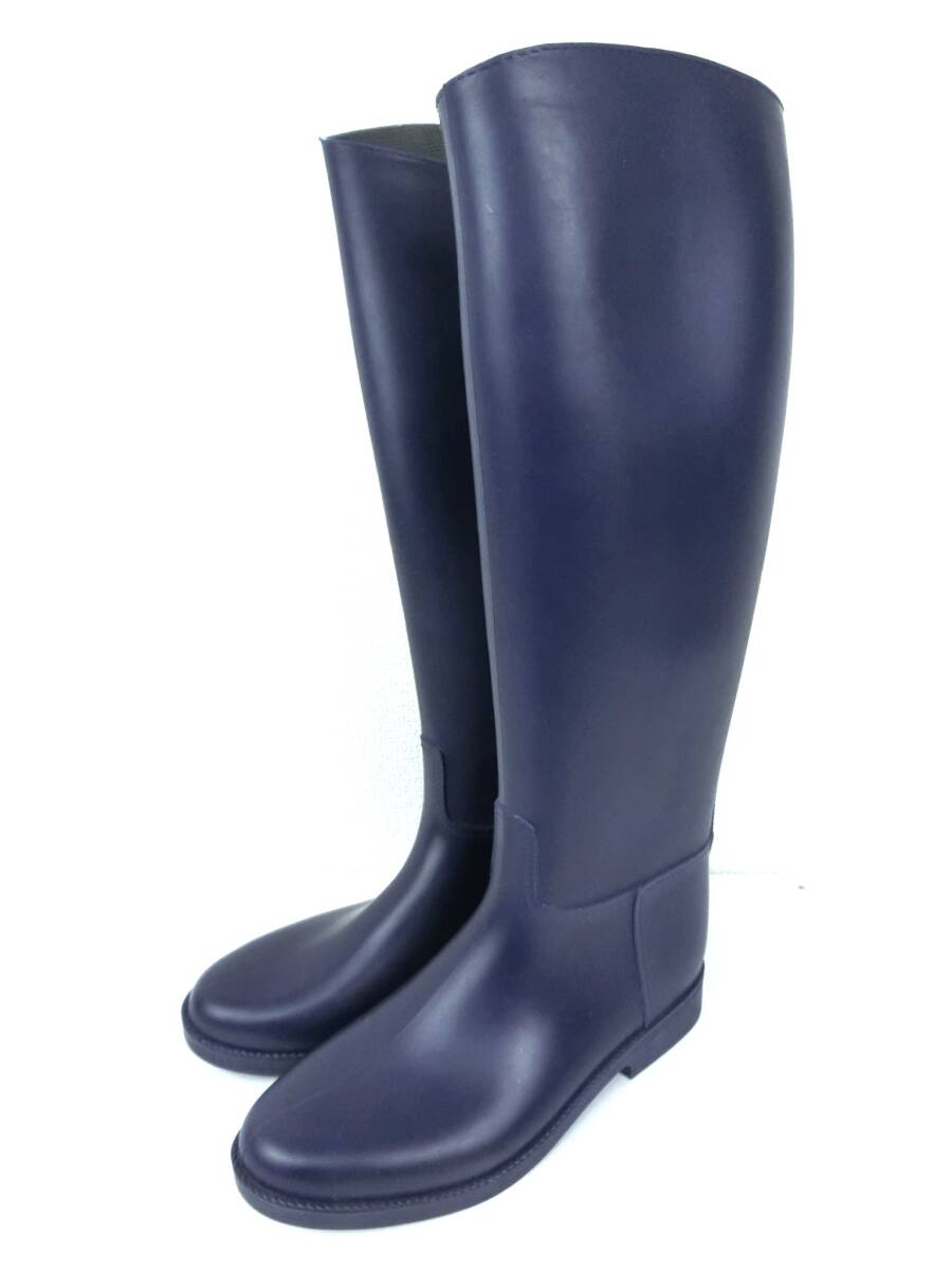 [ with translation unused ]meduse by UMO Fit feeling * simple long boots rain boots FLAMBOR 37(23.0-23.5cm) navy navy blue color France made 