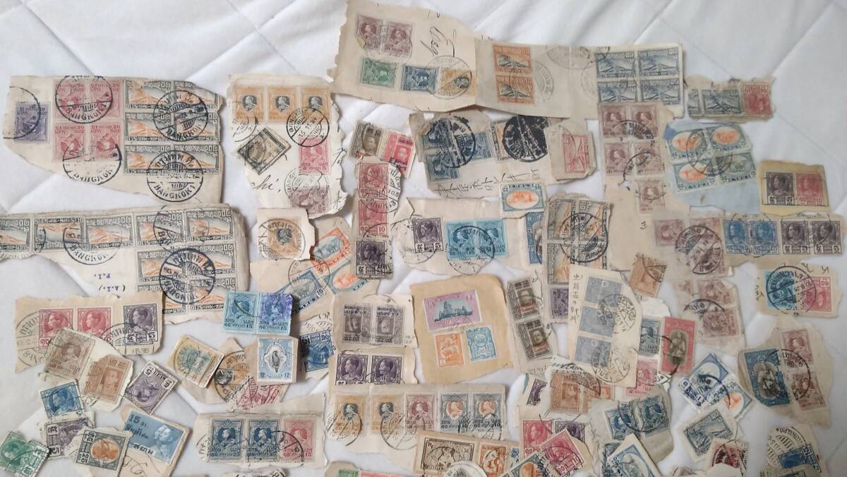 戦前・戦中のタイの切手　エンタカット　使用済み　おまとめ　外国切手　泰国　インドシナ、北ボルネオ混じりあり_画像3
