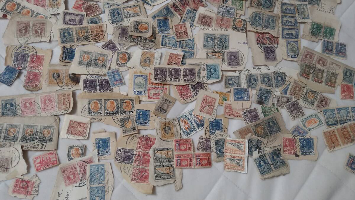 戦前・戦中のタイの切手　エンタカット　使用済み　おまとめ　外国切手　泰国　インドシナ、北ボルネオ混じりあり_画像7