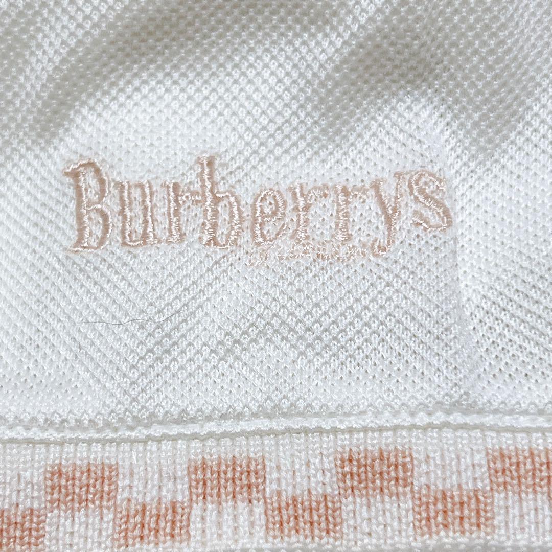 BURBERRY バーバリー ポロシャツ ロゴ刺繍 白 ピンク オーバーサイズ L メンズ._画像5