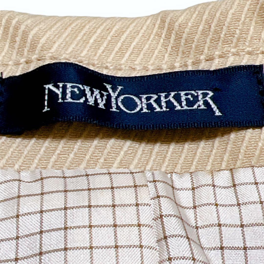 NEWYORKER ニューヨーカー ペプラムジャケット ウエストマーク 貝ボタン 裏地チェック ベージュ レディース 9_画像3
