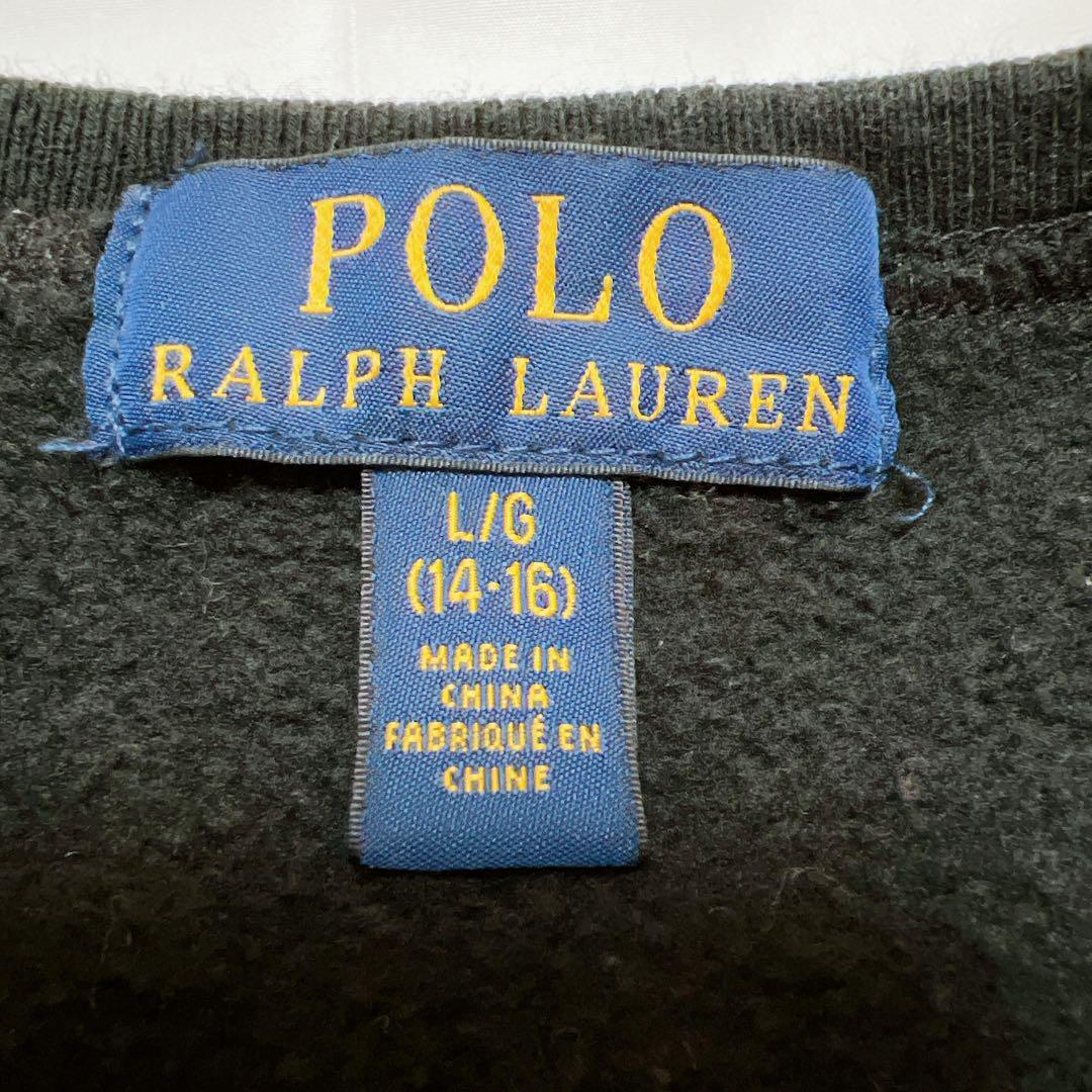  популярный * Polo Ralph Lauren Polo Bear тренировочный футболка лыжи обратная сторона ворсистый черный чёрный женский L