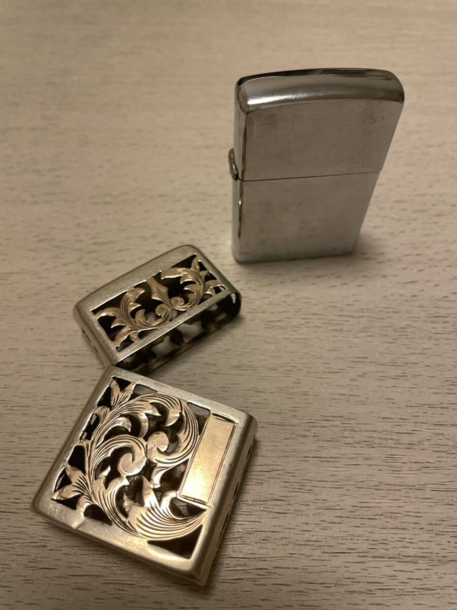 ZIPPO ジッポーライター 純銀、ゴールドケース　アラベスク模様　_画像5