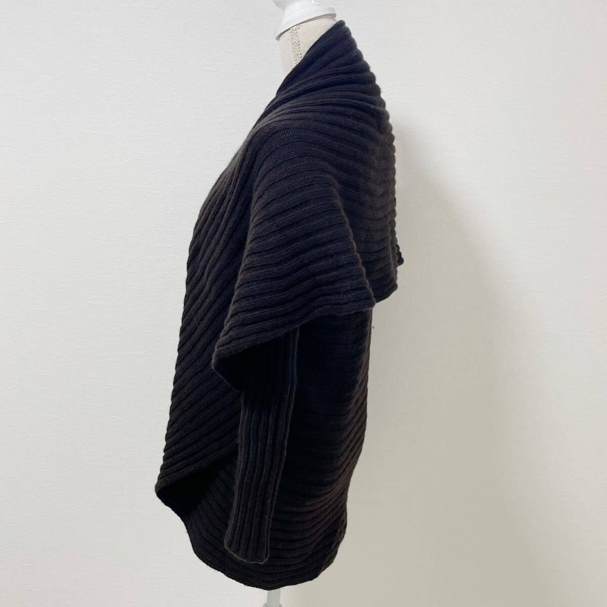 ラルフローレン　ケープ風カーディガン　ダークブラウン　最高級黒タグ　羽織り　ポンチョ　RalphLauren ウール　 ショール_画像3