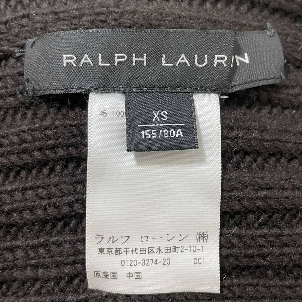 ラルフローレン　ケープ風カーディガン　ダークブラウン　最高級黒タグ　羽織り　ポンチョ　RalphLauren ウール　 ショール_画像5