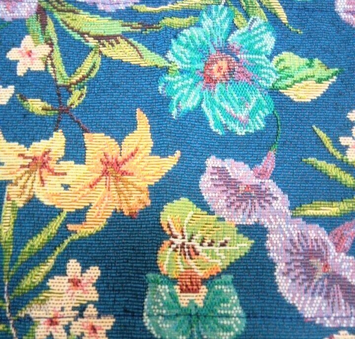 【ハンドメイド作品】テーブルランナー　テーブルセンター　ゴブラン織り　花柄　ブルー　17×147cm　_画像3