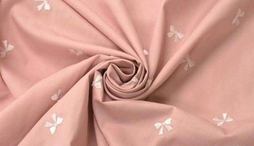リボン刺繍生地ピンク&ホワイト