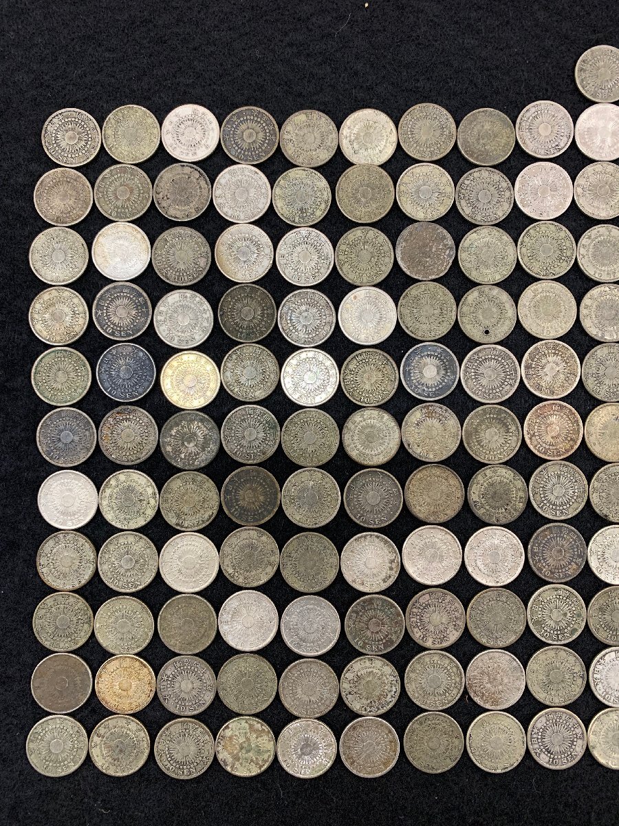 [5MK height 03004E]1 jpy start * 10 sen silver coin * small size * asahi day *219 sheets summarize * gross weight approximately 485.43g* old coin * Japan money * coin * silver coin * large Japan *