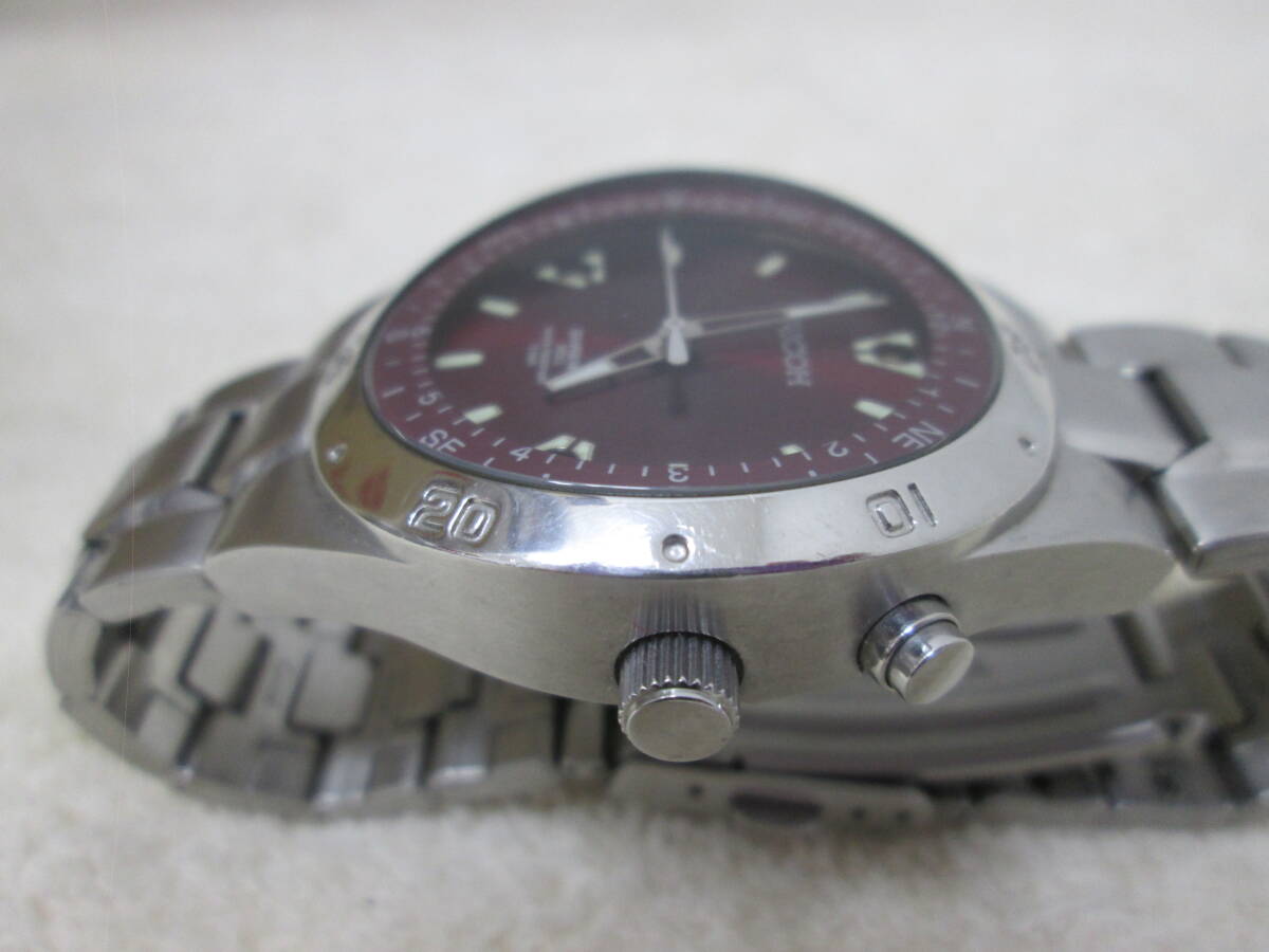 (15)☆リコー RICOH SHREWDREQ 669005 メンズ腕時計 赤文字盤 2024年3月電池交換済み 稼働品_画像3