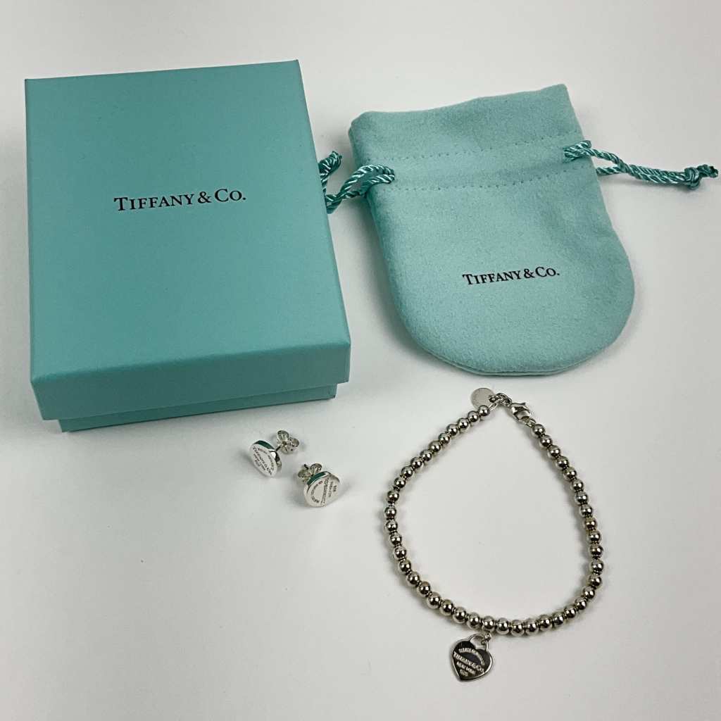 TIFFANY＆CO. ティファニー 未使用品 2セット ミニ ハート タグビーズ ブレスレット 23984024 サークル スタッド ピアス 35236104の画像1