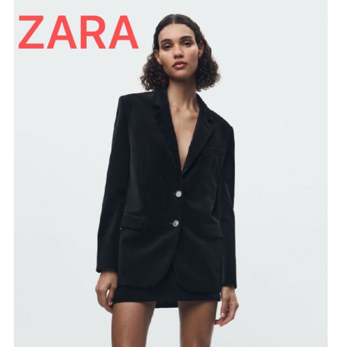 【定価22990円！】ZARA マスキュリンベルベットブレザー テーラードジャケット ブレザー 黒