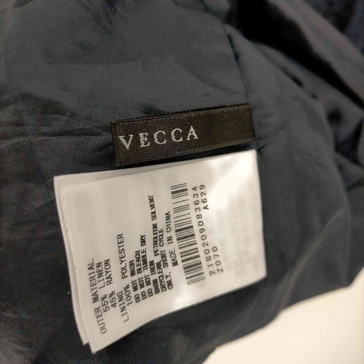 YECCA VECCA(イェッカヴェッカ) 麻混袖ギャザーワンピース レディース F 中古 古着 0749_画像6