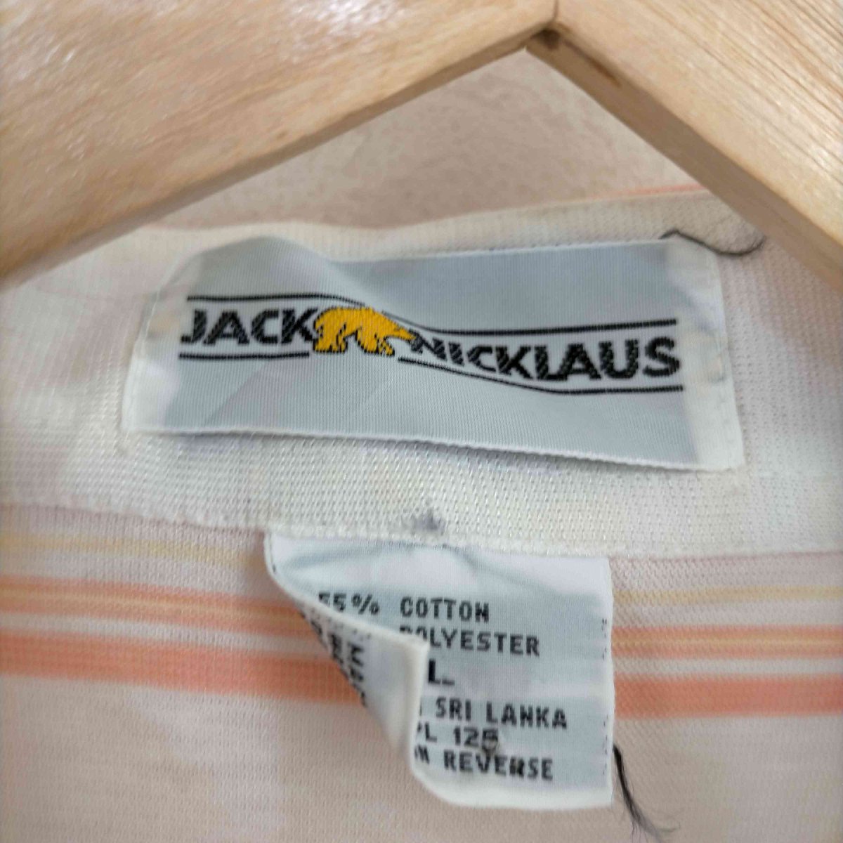 jack nicklaus(ジャックニクラス) ボーダー 薄手 ポロシャツ メンズ import：L 中古 古着 0545_画像3