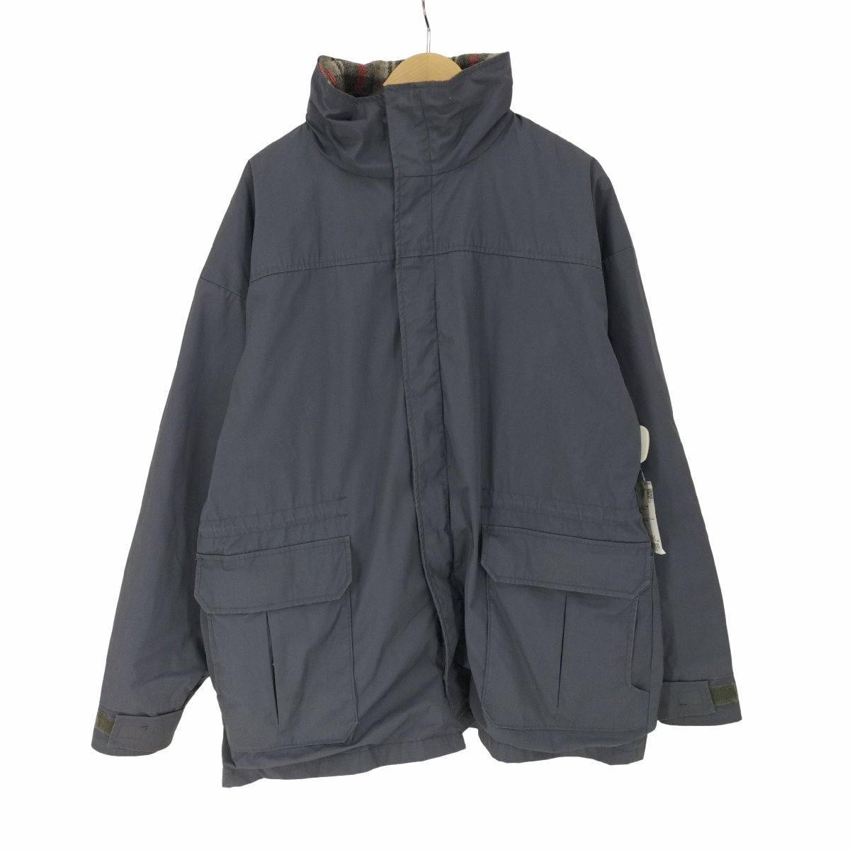 WOOLRICH(ウールリッチ) 80S USA製 紺タグ 裏地チェックブランケット 比翼 ジップアップ 中古 古着 0303_画像1