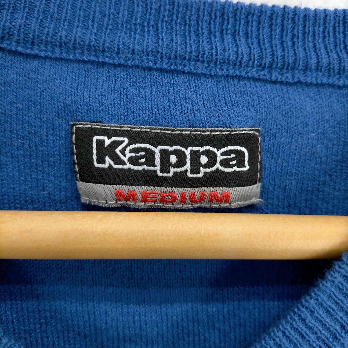 Kappa(カッパ) チュニジア製 ショルダーロゴ刺繍 ゴルフニットベスト メンズ import：M 中古 古着 0949_画像6