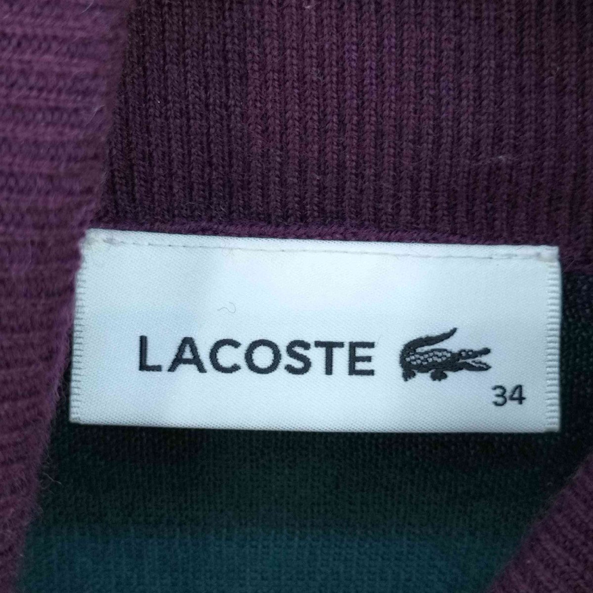 LACOSTE(ラコステ) ワンポイントロゴ ボーダー タートルネックニット レディース 34 中古 古着 0224_画像6