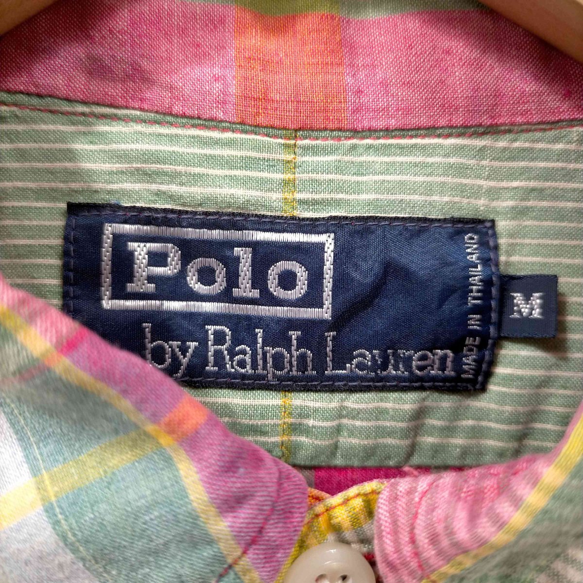 Polo by RALPH LAUREN(ポロバイラルフローレン) ポニー刺繍 マドラスチェック柄 S/S 中古 古着 1056の画像6