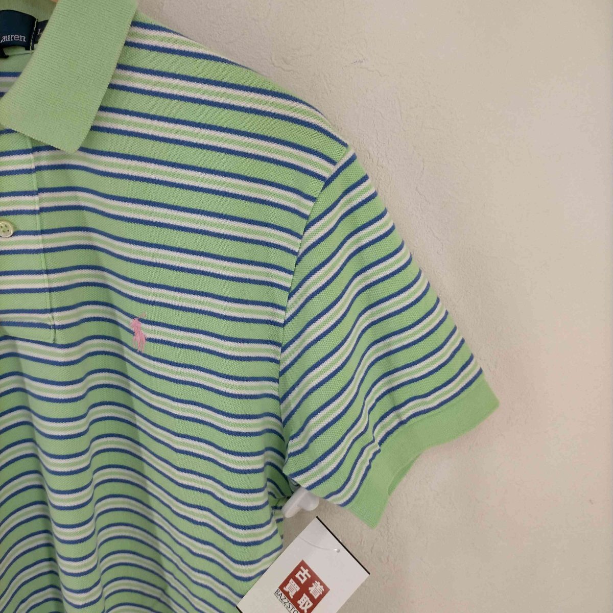 Polo by RALPH LAUREN(ポロバイラルフローレン) ポニー刺繍 ボーダー 鹿の子ポロシャツ 中古 古着 0923_画像5