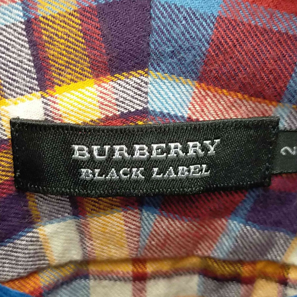 BURBERRY BLACK LABEL(バーバリーブラックレーベル) ロゴ刺繍 ロングスリーブチェックシ 中古 古着 0505_画像6