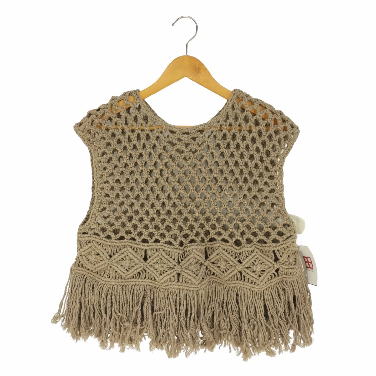 ADAWAS(アダワズ) MACRAME VEST? リネンブレンド マクラメベスト レディース FREE 中古 古着 0408_画像1