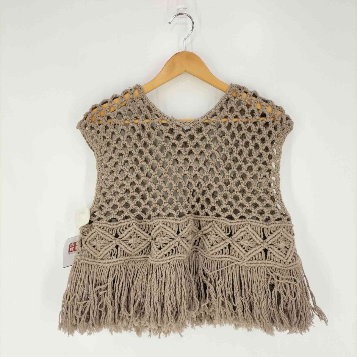 ADAWAS(アダワズ) MACRAME VEST? リネンブレンド マクラメベスト レディース FREE 中古 古着 0408_画像2