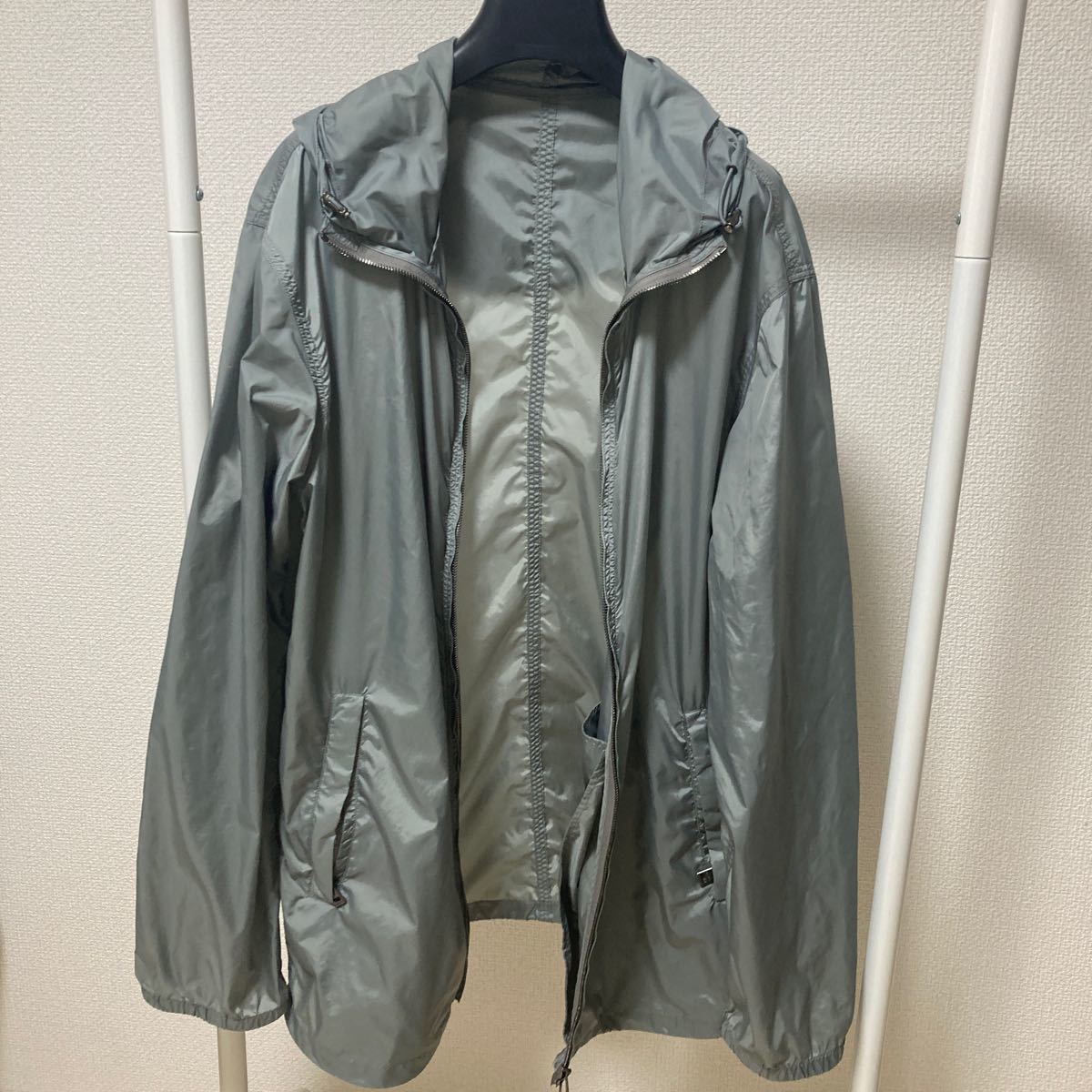 jil sander グレー ナイロン ジップ パーカー ブルゾン フード ジルサンダー 44_画像4