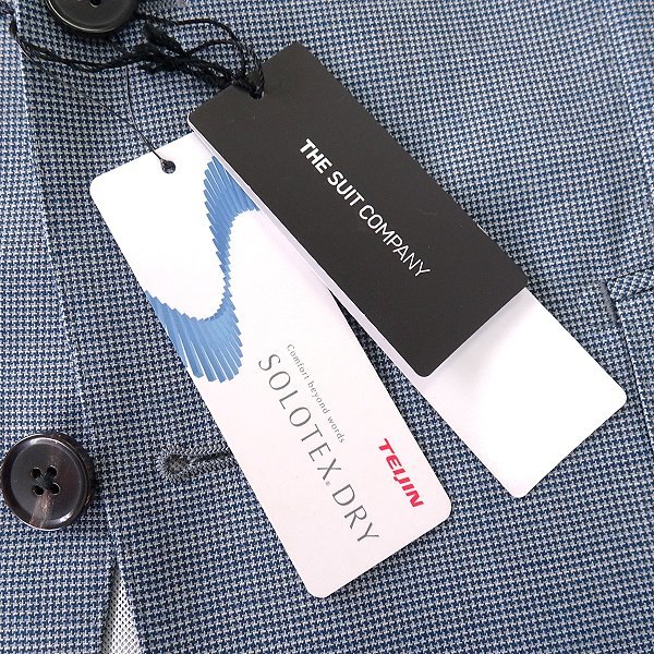 新品 スーツカンパニー SOLOTEX DRY サマー ウール スーツ A5(M) 白青 【J54610】 NR05 170-6D THE SUIT COMPANY メンズ セットアップ_画像9