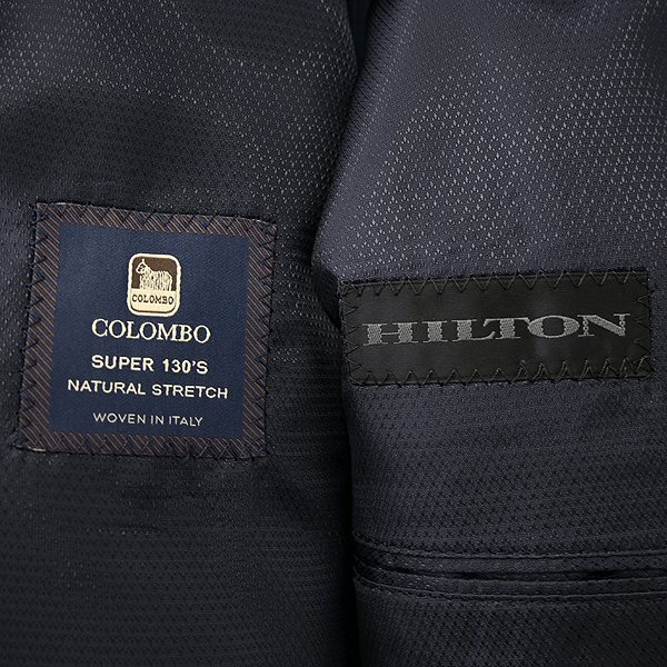 新品 ヒルトン 春夏 COLOMBO 130'S ストレッチ ストライプ スーツ AB6(幅広L) 青 【J52727】 メンズ HILTON イタリア コロンボ サマーの画像10