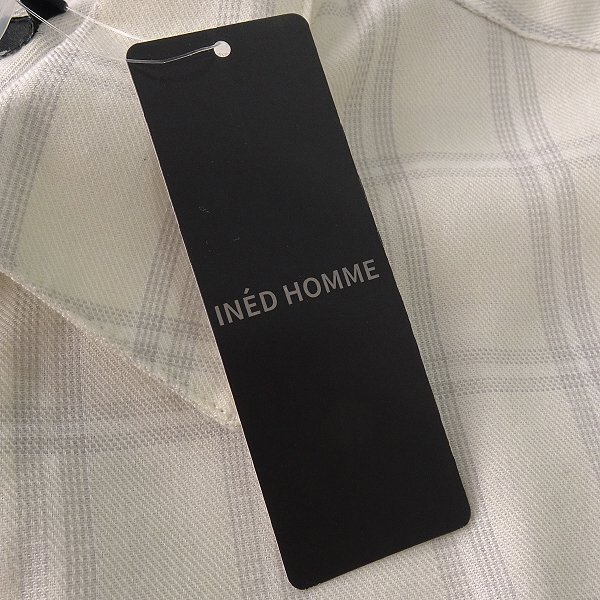 新品 イネドオム チェック柄 ポリ レーヨン ツイル シャツ M アイボリー 【I50741】 INE'D HOMME 春夏 メンズ 長袖 レギュラーカラーの画像7