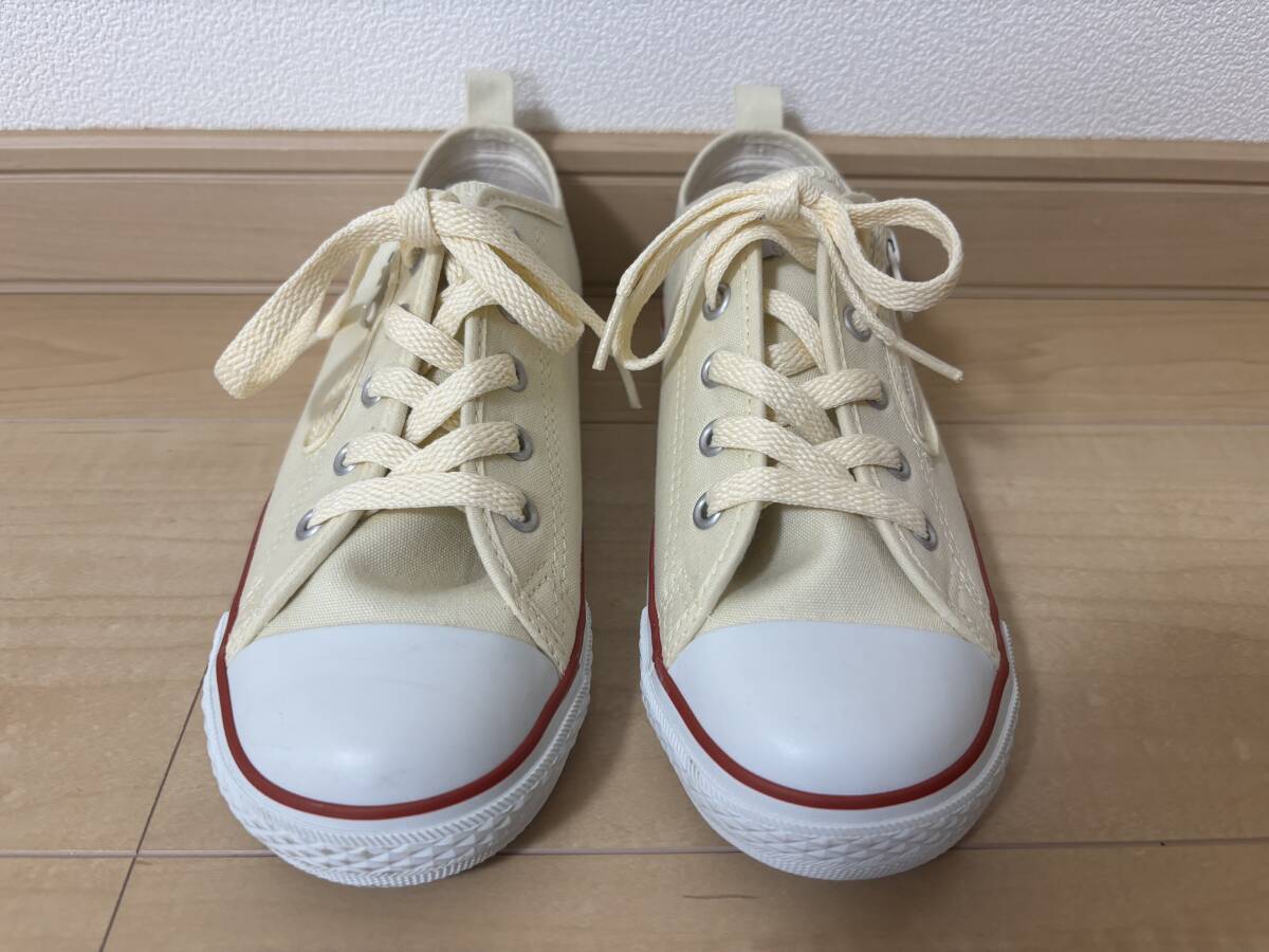 【新品未使用】CONVERSE ALL STAR コンバース オールスター ホワイト ベージュ 22.0cm キッズ チャック付 スニーカー_画像2