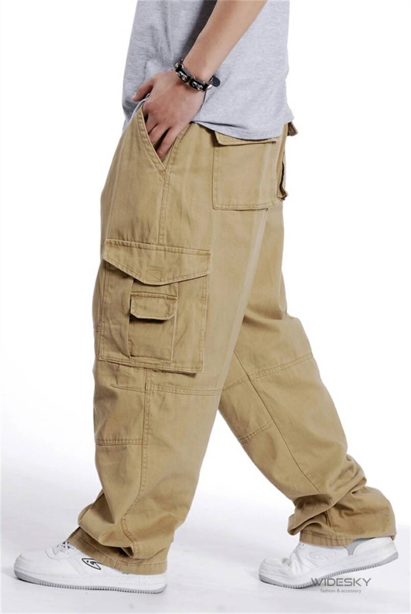 * new goods * men's LWMZ07-2XL size beige cargo pants painter's pants body type cover easy work pants hip-hop baggy pants 