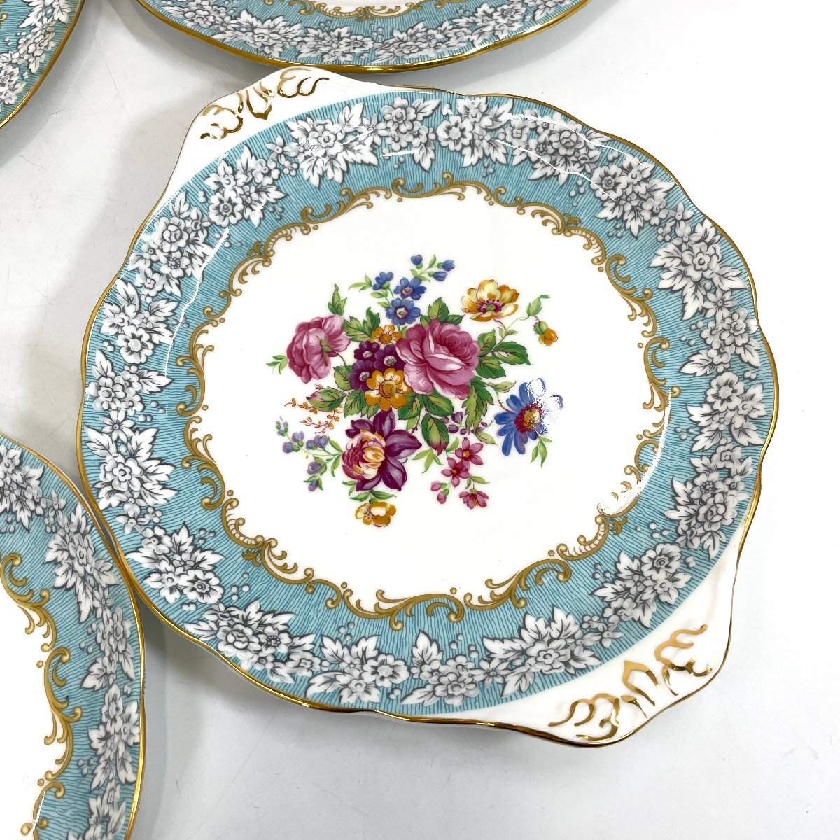 6650-80 ROYAL ALBERT ロイヤル アルバート Enchantment エンチャンメント プレート 皿 花柄 食器 5枚セット 保管品_画像3