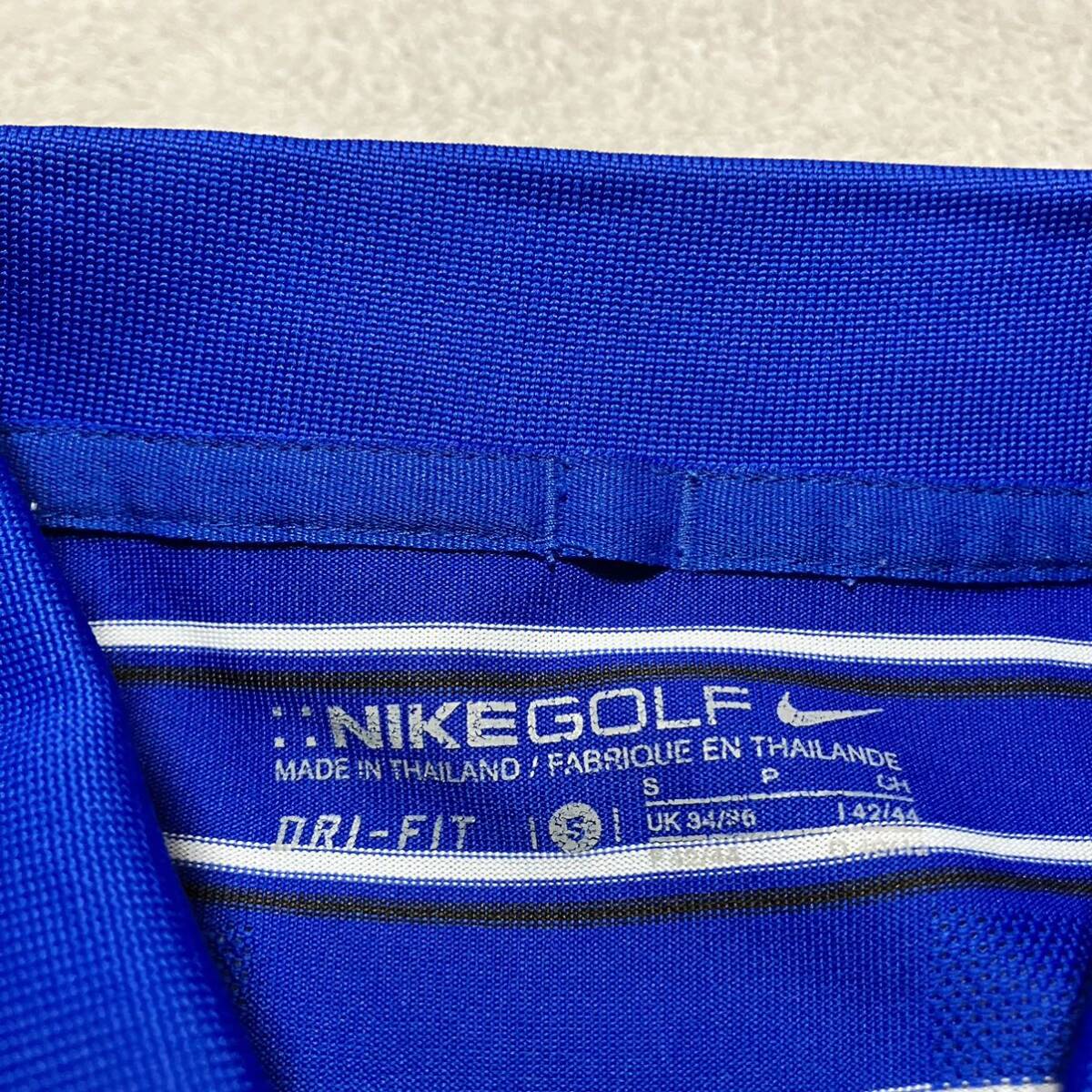 NIKE GOLFナイキゴルフ　半袖ポロシャツ　ゴルフウェア　S ボーダー　ブルー　青　ドライフィット_画像3