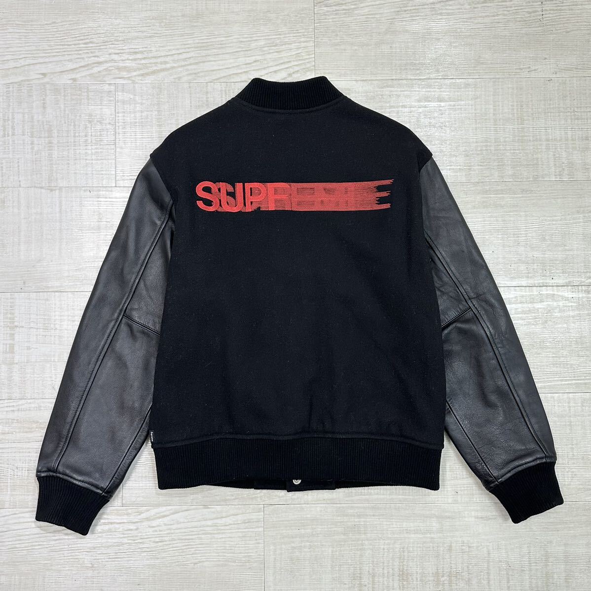 18aw 2018 名作 Supreme Motion Logo Varsity Jacket シュプリーム モーション ロゴ スタジャン バーシティ ジャケット ブラック サイズ S_画像1