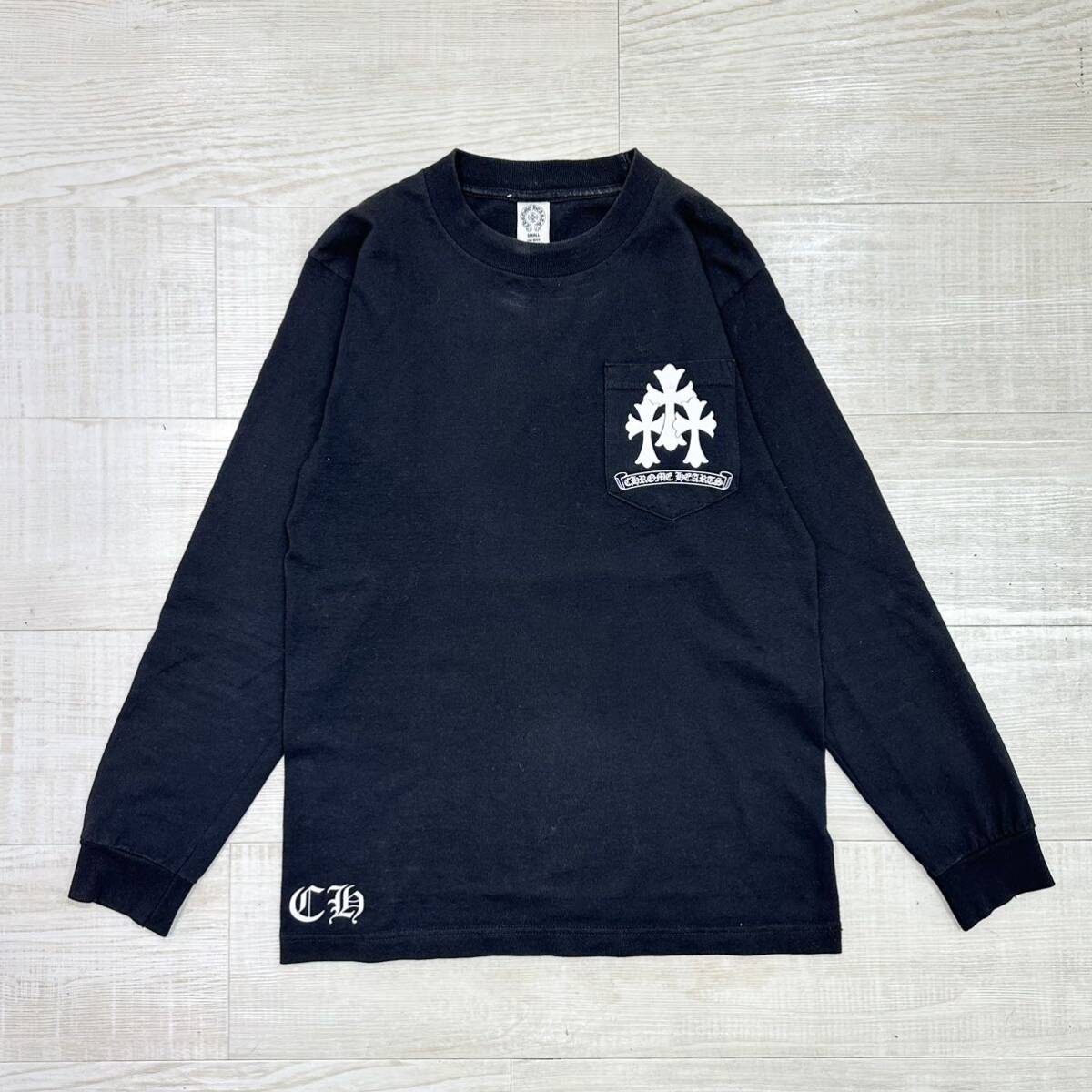 国内正規 CHROME HEARTS クロムハーツ CEMETERY CROSS L/S TEE セメタリー クロス ロングスリーブ Tシャツ ロンT BLACK ブラック サイズ Sの画像1