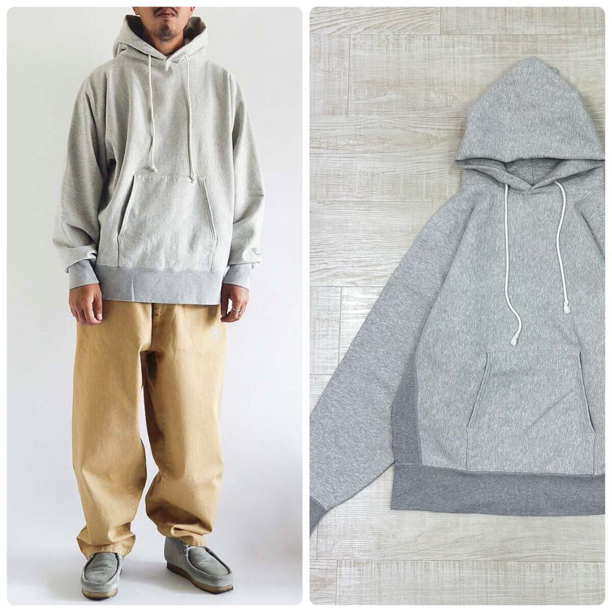 KAPTAIN SUNSHINE キャプテンサンシャイン Stretch Sweat Hoody KS21FCS03 ストレッチ スウェット フーディー パーカー グレー 系 size 38_画像1