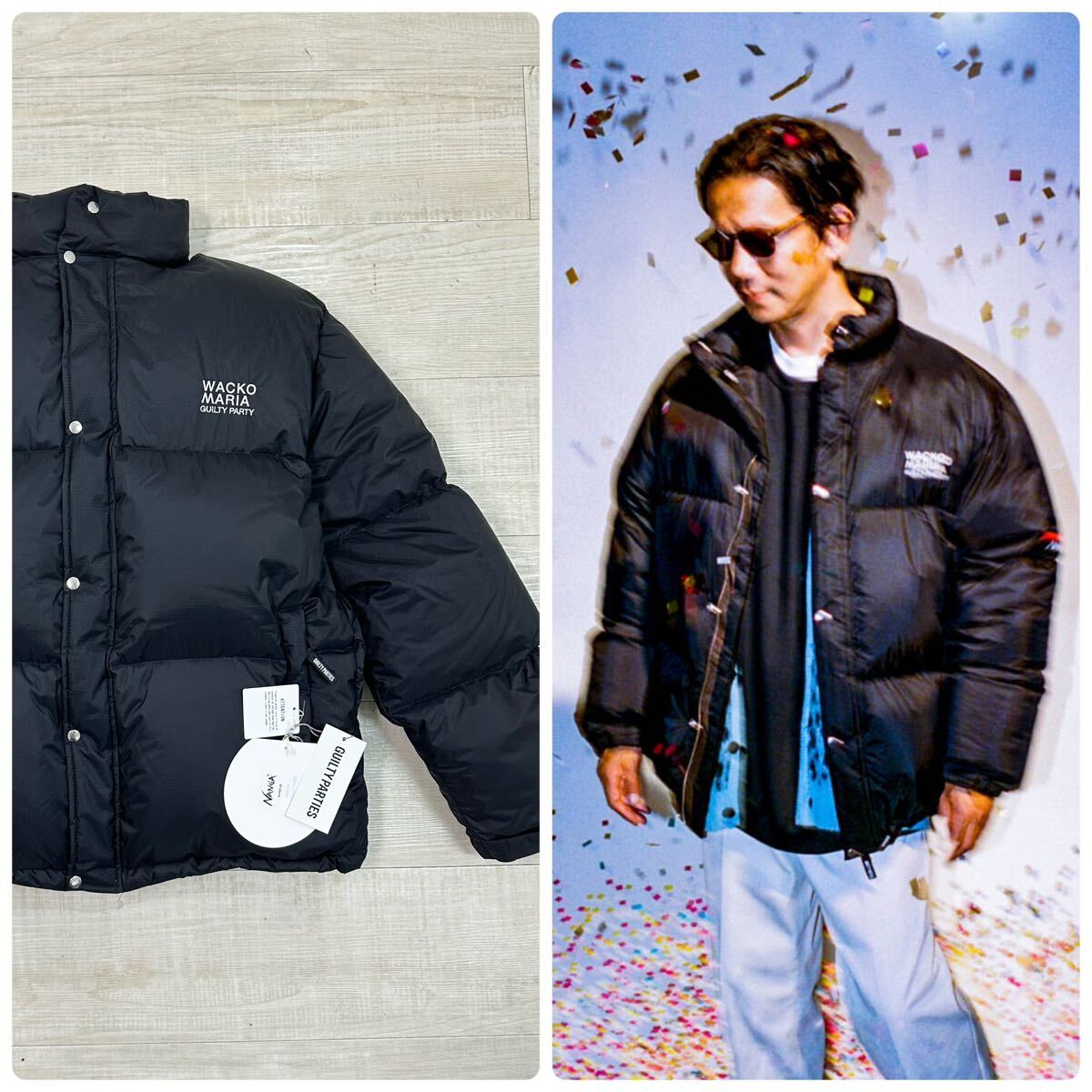 22aw 2022 美品 WACKO MARIA ワコマリア x NANGA ナンガ DOWN JACKET 22FW-WMO-NA01 ダウン ジャケット ブラック サイズ L 定価79.200円_画像1