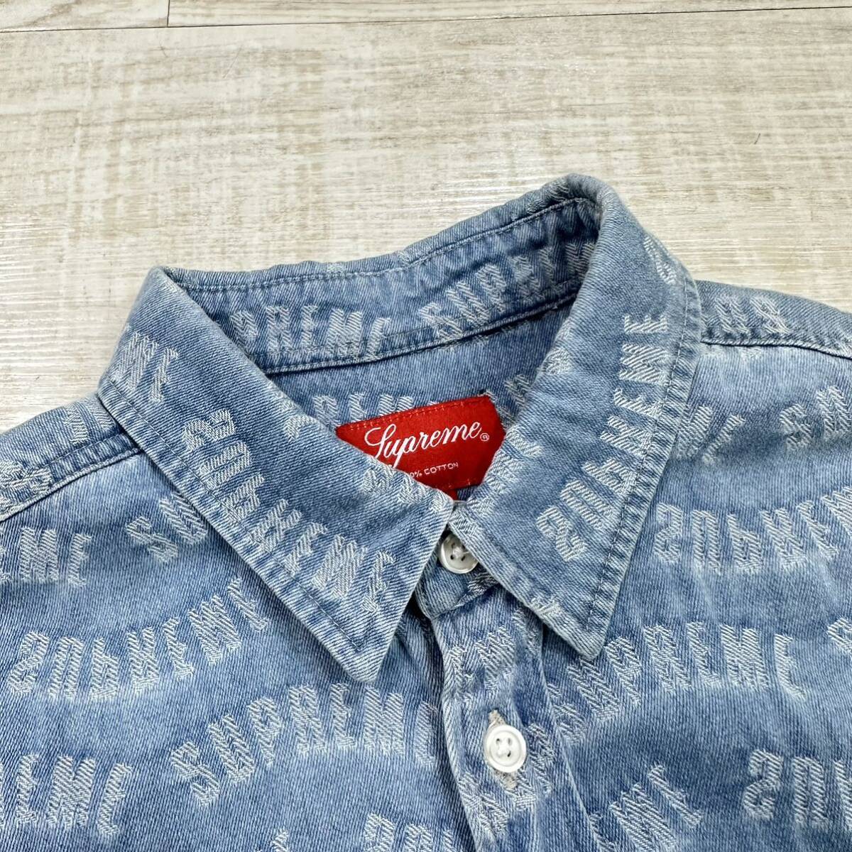 22ss 2022 Supreme ARC JACQUARD DENIM SHIRT シュプリーム アーク ジャカード デニム シャツ BLUE ブルー サイズ S_画像4