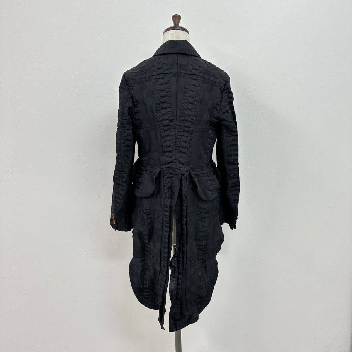 22ss 2022 美品 COMME des GARCONS COMME des GARCONS コムコム コム デ ギャルソン ポリ縮 燕尾 ジャケット BLACK ブラック サイズ XS_画像4