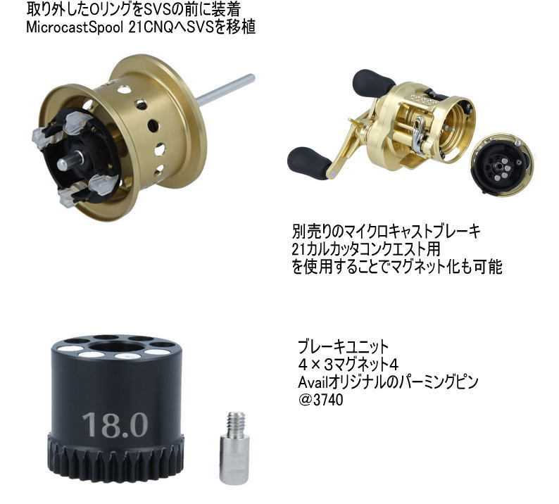 MicrocastSpool 21CNQ 36R　18R　avail シマノ 21カルカッタコンクエスト100/101用　スプールの希望　事前問い合わせ_画像5