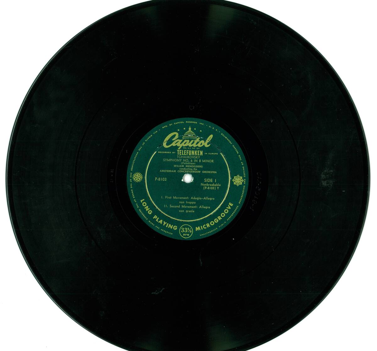 極希少 メンゲルベルク＆コンセルトヘボウ チャイコフスキー：交響曲第6番《悲愴》(1941年) 高音質！米Capitol/Telefunken盤の画像4