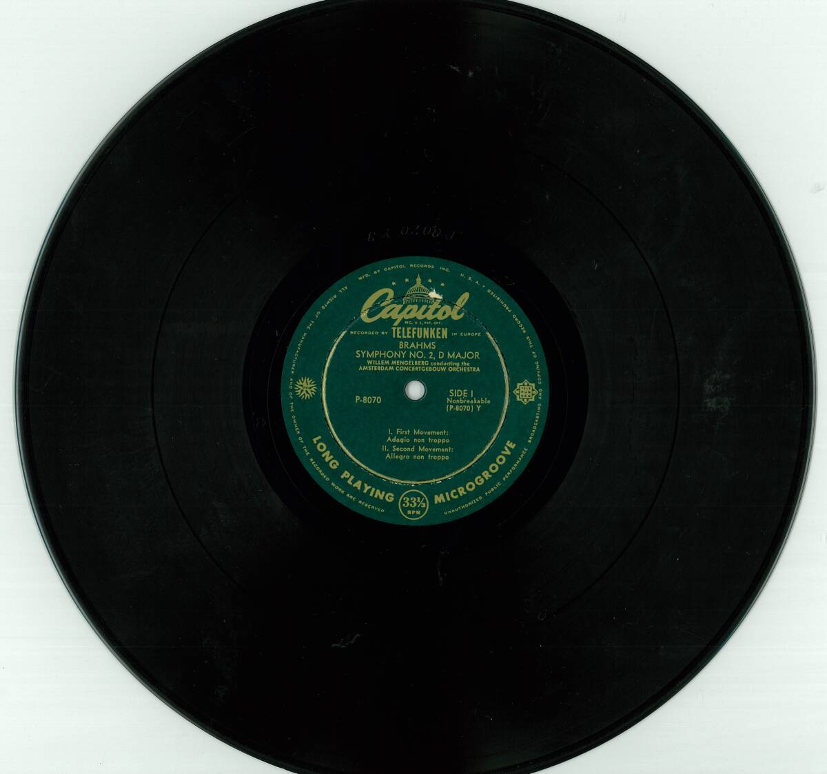 極希少 メンゲルベルク＆コンセルトヘボウ ブラームス：交響曲第２番(1940年) 高音質！米Capitol/Telefunken盤の画像4