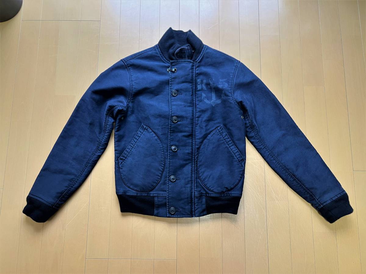 極美品【名作/N-1 DECK JACKET】POLO ラルフローレン ステンシル入りの大人ミリタリー 雰囲気抜群の肉厚インディゴコットングログラン RRLの画像10