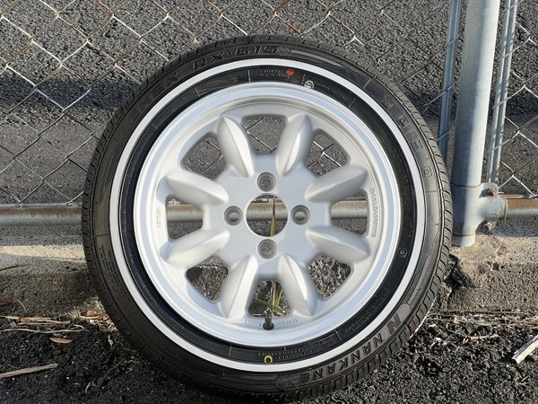 送込 新品 14x6J PCD100 4穴 14インチ タイヤホイール 2本 155/65R14 アルト ロードスター プロボックス コペン ラパン ホワイトリボン_画像1