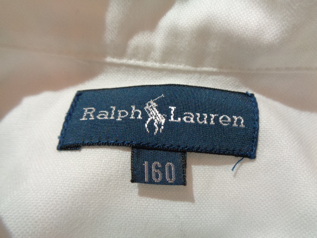 r24*Ralph Lauren B.D. oxford shirt * Ralph Lauren 160 YOUTH man white one Point po knee embroidery entering cat pohs flight 6C