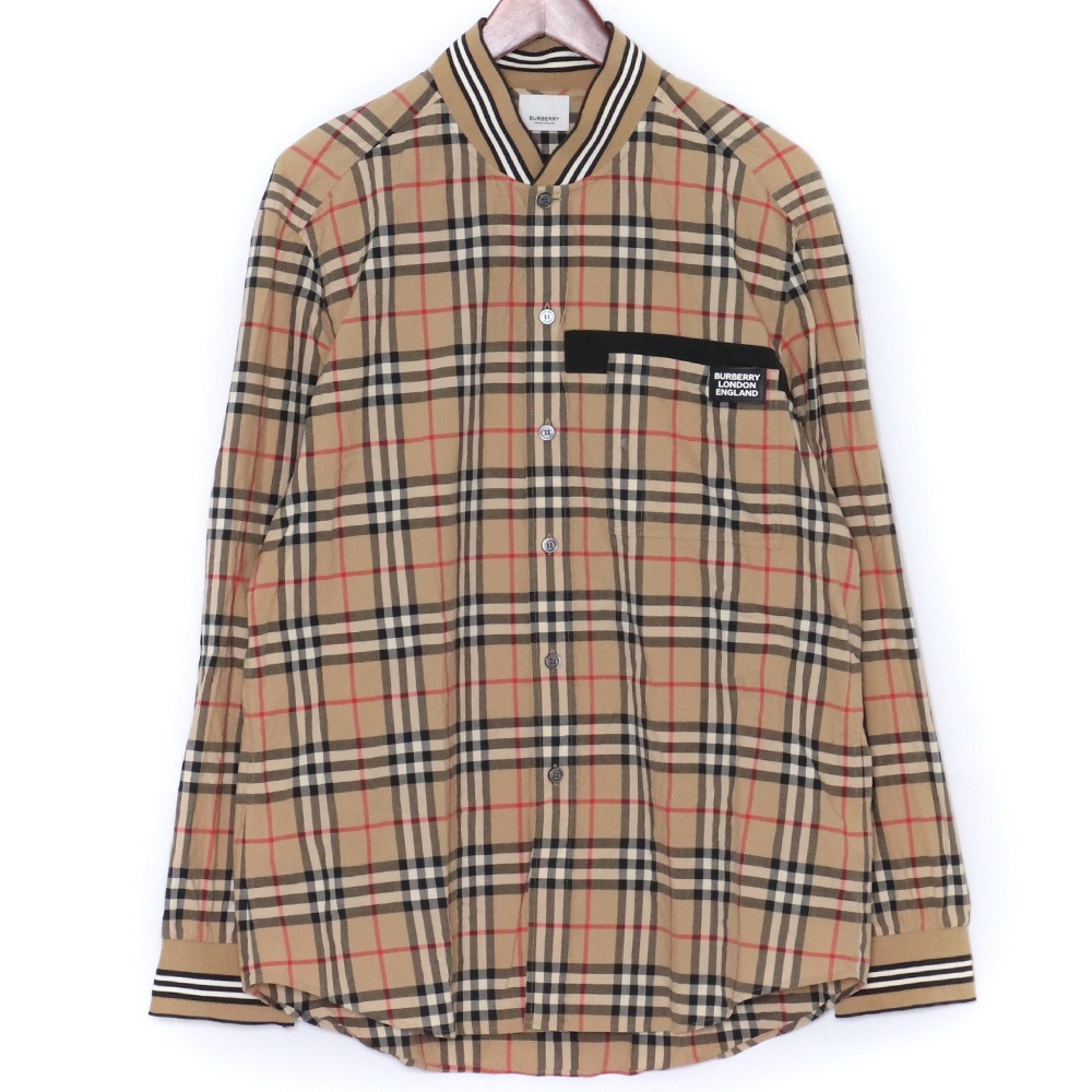 BURBERRY ヴィンテージコットンチェック長袖シャツ XLサイズ ブラウン 8017302 バーバリー Rib Knit Detail Vintage Check Cotton Shirt_画像1