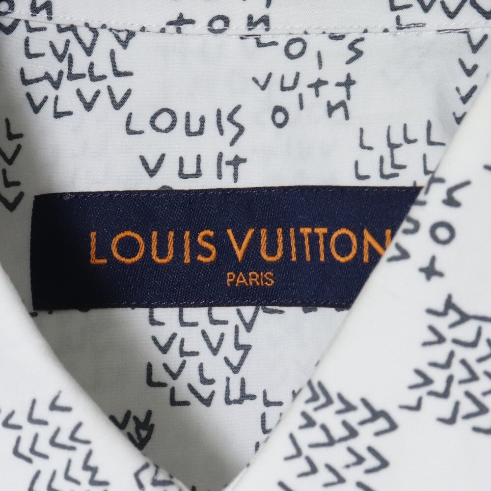 LOUIS VUITTON ダミエスプレッドロングスリーブシャツ Lサイズ ホワイト RM222M NF4 HNS02W ルイヴィトン 長袖_画像6